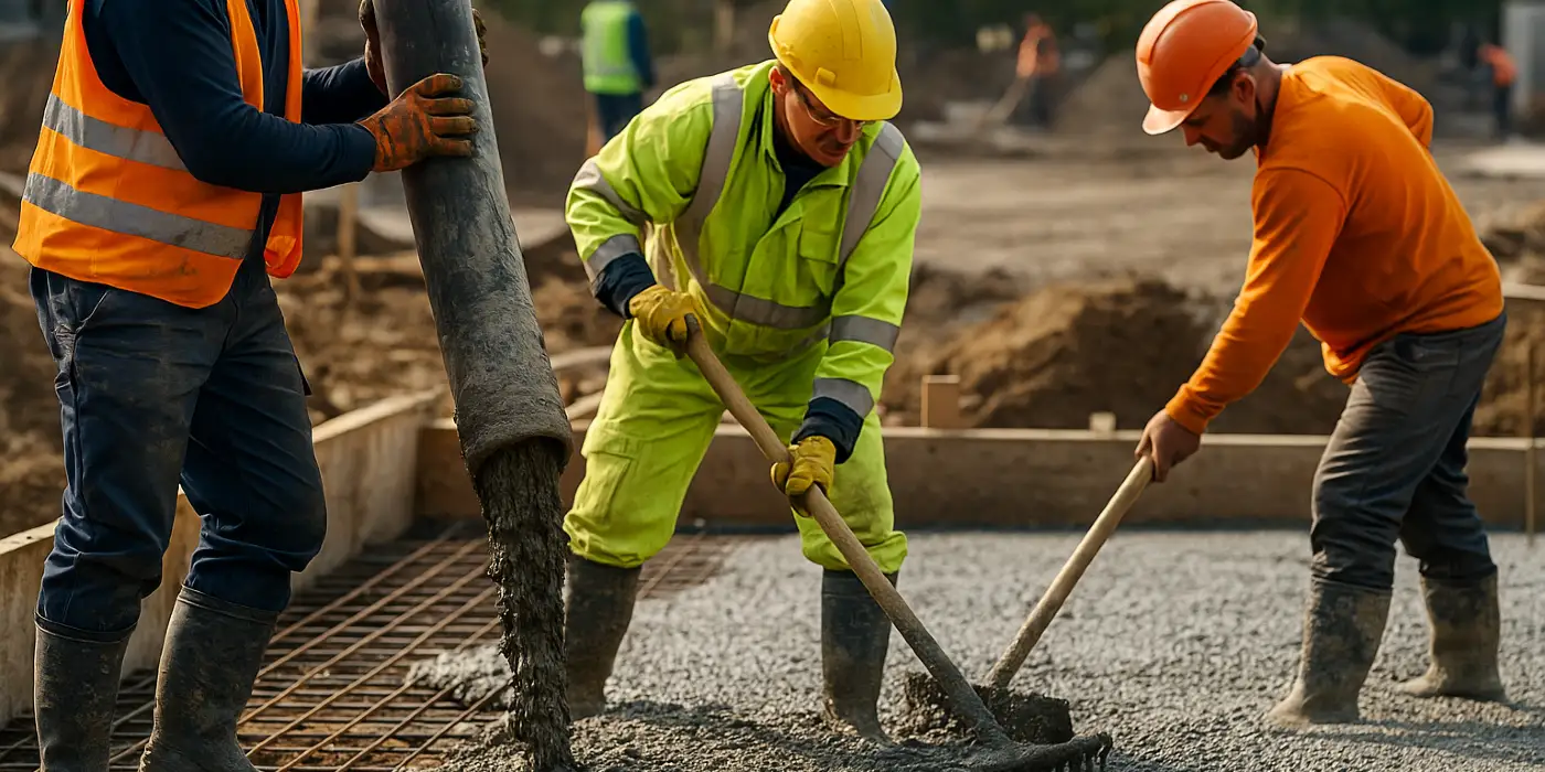 3 concrete contractors spreading concrete on the ground from DHB Concrete Contractor Fort Worth in Fort Worth, TX Concrete Contractor near me 3 concrete contractors spreading concrete on the ground from DHB Concrete Contractor Fort Worth in Fort Worth, TX Concrete Contractor near me