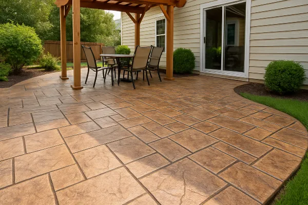 a stamped concrete patio from DHB Concrete Contractor Fort Worth in Fort Worth, TX Concrete Contractor near me a stamped concrete patio from DHB Concrete Contractor Fort Worth in Fort Worth, TX Concrete Contractor near me