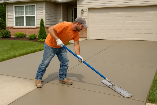 a male worker finishing a concrete driveway from DHB Concrete Contractor Fort Worth in Fort Worth, TX Concrete Contractor near me a male worker finishing a concrete driveway from DHB Concrete Contractor Fort Worth in Fort Worth, TX Concrete Contractor near me