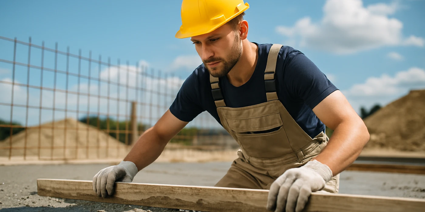 a male concrete worker spreading fresh cement on rebared ground from DHB Concrete Contractor Fort Worth in Fort Worth, TX - Concrete Cutting Services