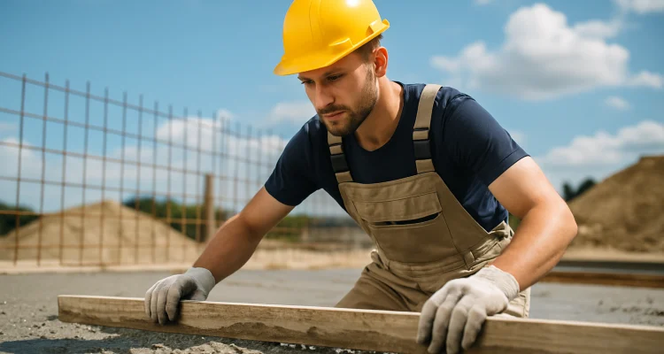 a male concrete worker spreading fresh cement on rebared ground from DHB Concrete Contractor Fort Worth in Fort Worth, TX - Concrete Cutting Services