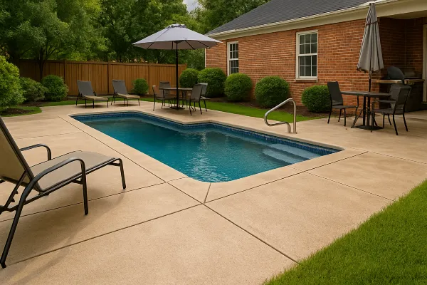 a swimming pool concrete deck from DHB Concrete Contractor Fort Worth in Fort Worth, TX - Concrete Patio Services a swimming pool concrete deck from DHB Concrete Contractor Fort Worth in Fort Worth, TX - Concrete Patio Services