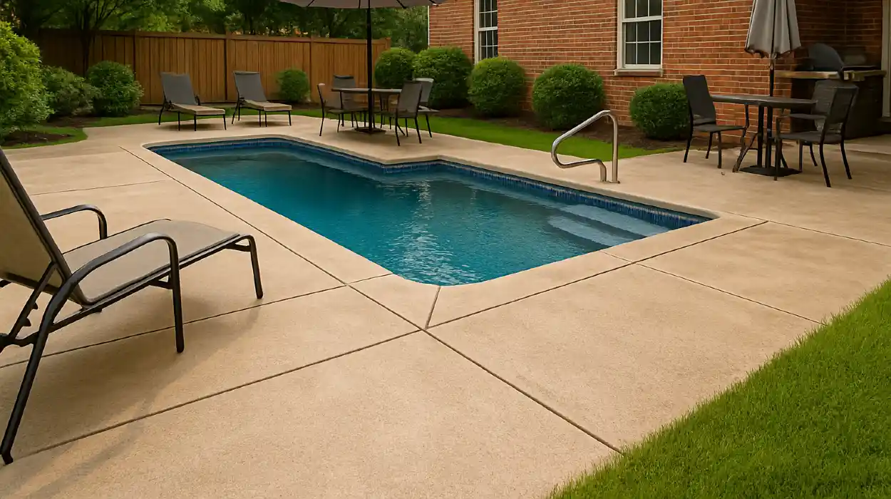 a swimming pool concrete deck from DHB Concrete Contractor Fort Worth in Fort Worth, TX - Concrete resurfacing