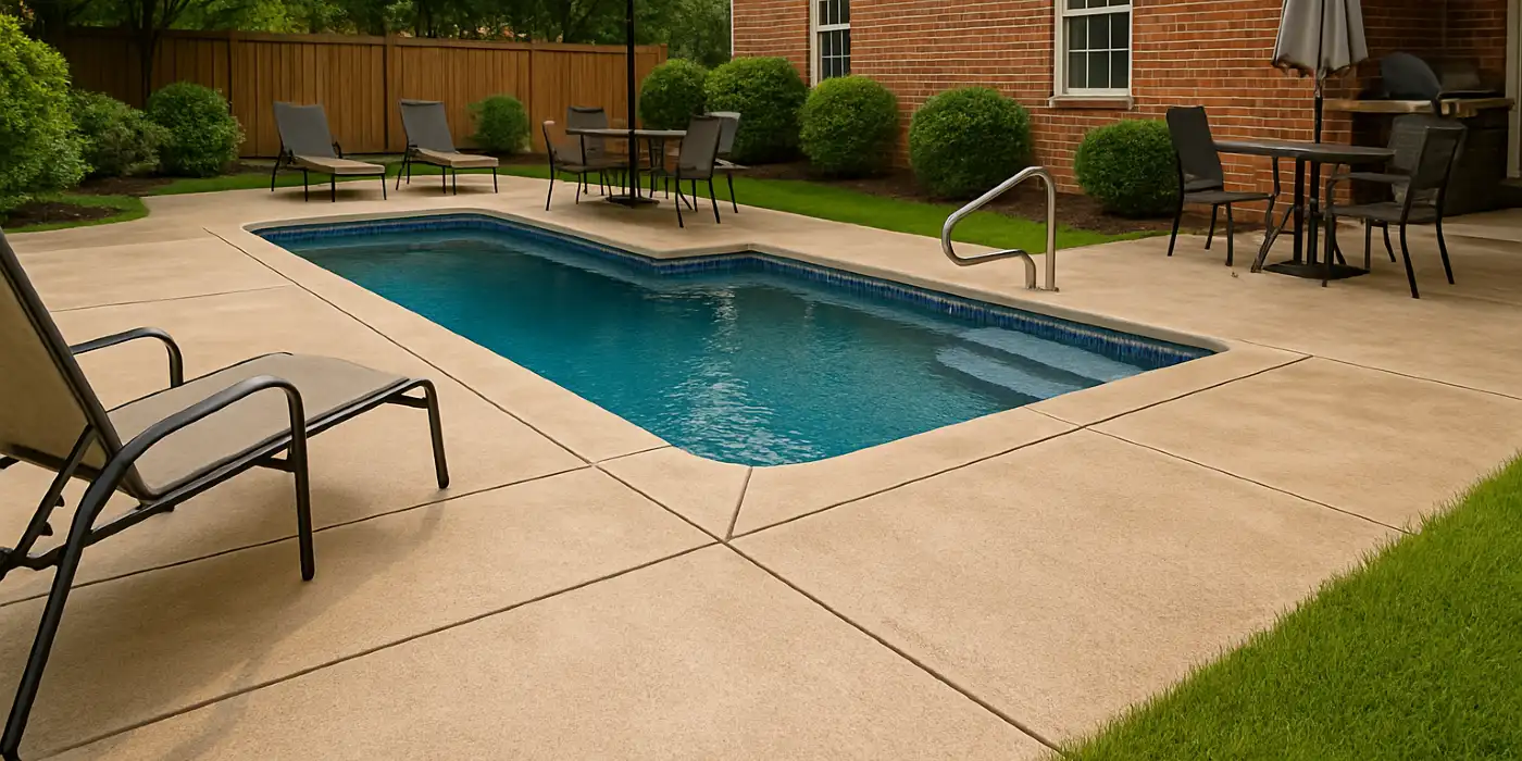 a swimming pool concrete deck from DHB Concrete Contractor Fort Worth in Fort Worth, TX - Concrete resurfacing a swimming pool concrete deck from DHB Concrete Contractor Fort Worth in Fort Worth, TX - Concrete resurfacing