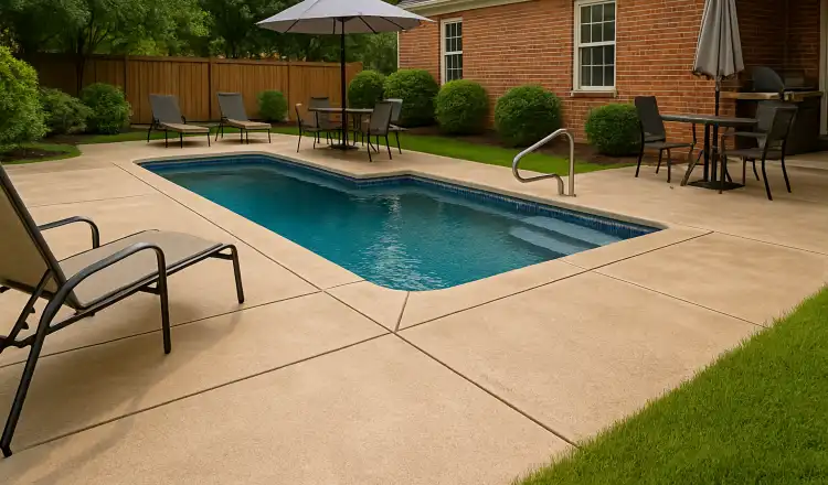 a swimming pool concrete deck from DHB Concrete Contractor Fort Worth in Fort Worth, TX - Concrete resurfacing