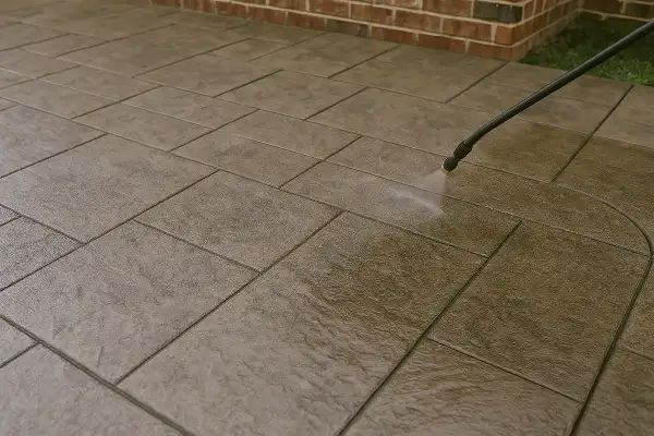 a stamped concrete being sprayed from DHB Concrete Contractor Fort Worth in Fort Worth, TX - Concrete slab foundation