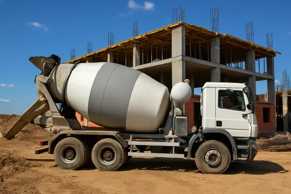 a white cement truck from DHB Concrete Contractor Fort Worth in Forest Hill, TX - Forest Hill TX