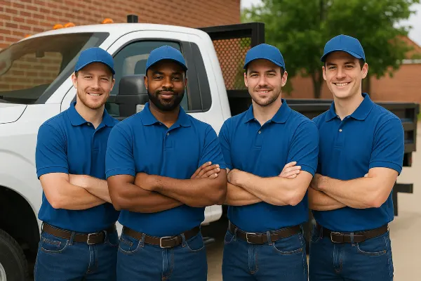 4 workers in uniform similing at the camera from DHB Concrete Contractor Fort Worth in Haltom City, TX - Haltom City TX 4 workers in uniform similing at the camera from DHB Concrete Contractor Fort Worth in Haltom City, TX - Haltom City TX