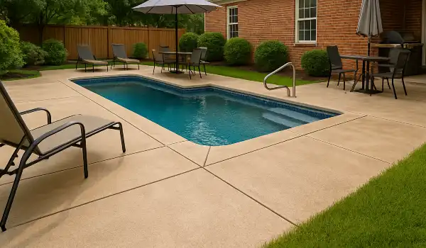 a swimming pool concrete deck from DHB Concrete Contractor Fort Worth in Saginaw, TX - Saginaw TX