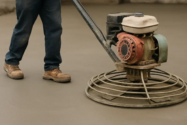 a concrete worker using a machine to finish a concrete foundation from DHB Concrete Contractor Fort Worth in Fort Worth, TX - stamped concrete services