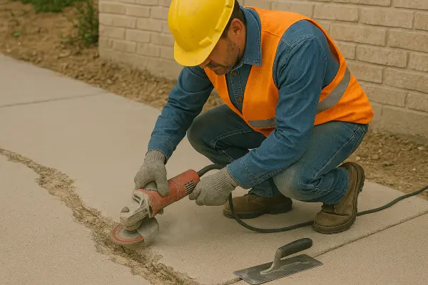 a male worker repairing a sidewalk from DHB Concrete Contractor Fort Worth in Fort Worth, TX - stamped concrete services